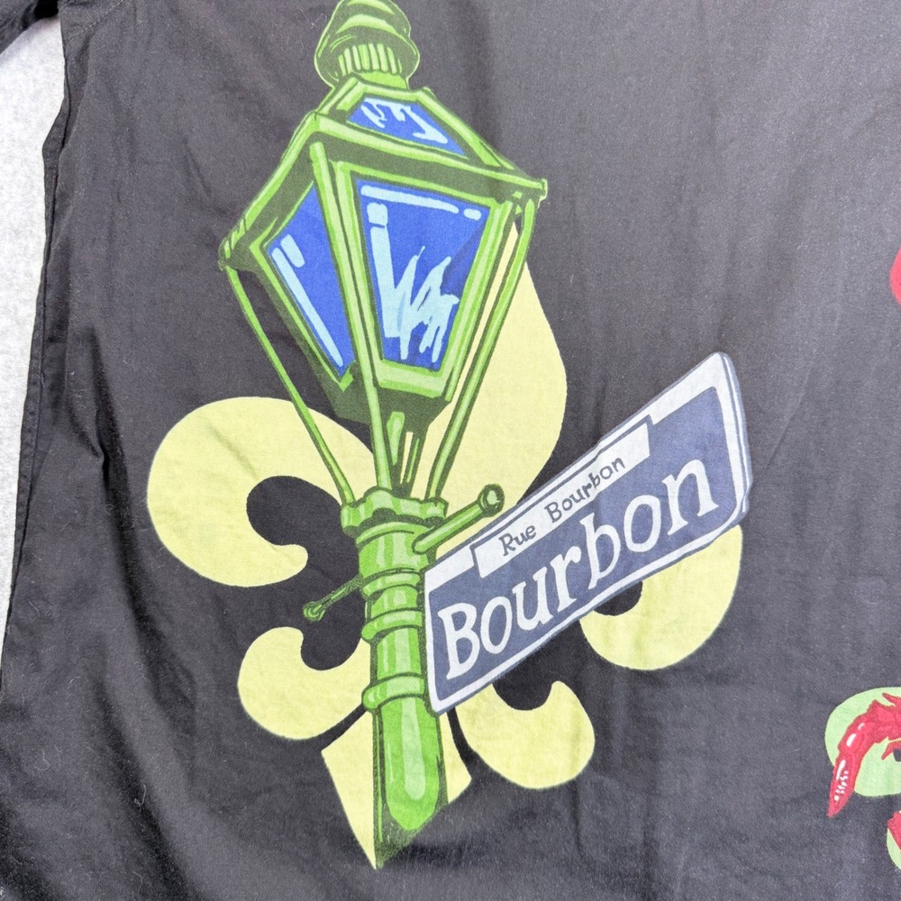 Tabasco Sportswear Button Down Shirt Mens Lg Black Bourbon Street NOLA Graphic - Picture 10 of 14